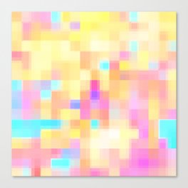 geometric pixel square pattern abstract background in pink yellow blue Canvas Print