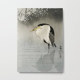 Ohara Koson, Heron in swamp water - Japanese vintage woodblock print Metal Print | Storks, Lake, Birds, Heron, Egret, Swamp, Ohara, Japan, Egrets, Asian 