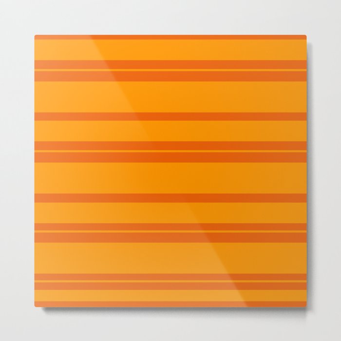 Halloween Orange Horizontal Stripes Metal Print