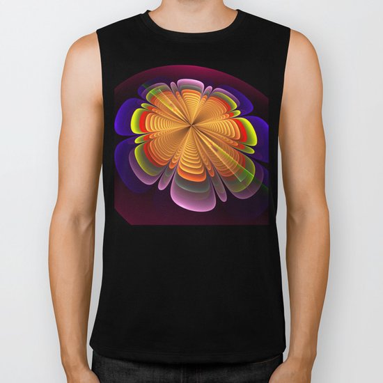 Fractal rainbow fantasy flower Biker Tank