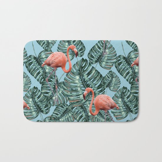 Whimsical Flamingo Pattern #society6 #decor #buyart Bath Mat