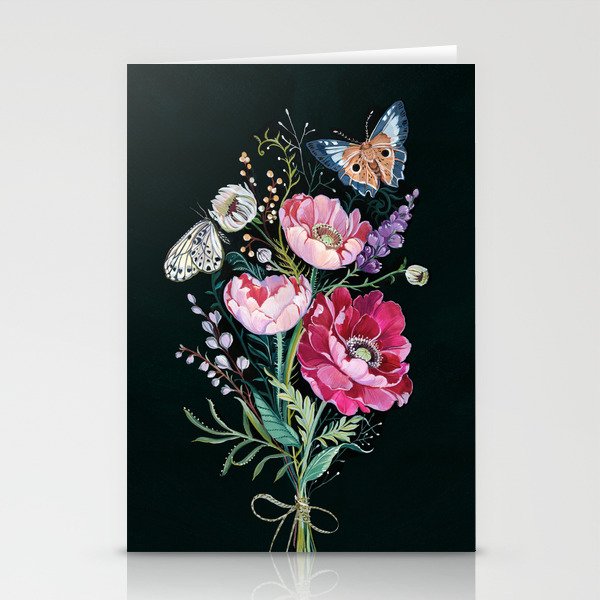 Butterfly Floral Bouquet Stationery Cards