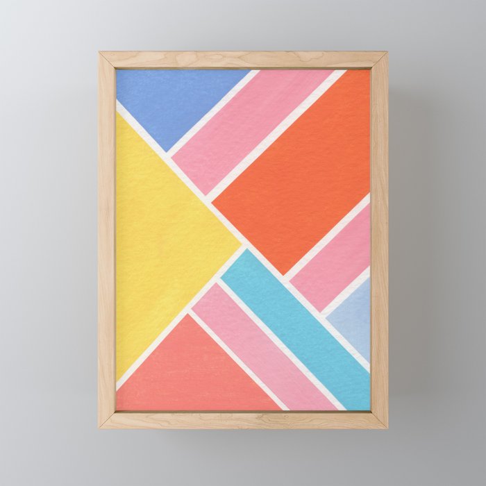 Color Block Shapes Framed Mini Art Print
