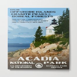 Vintage poster - Acadia National Park Metal Print | Classic, Fun, Colorful, Vacation, Advertisement, Cool, Maine, Painting, Travel, Hip 