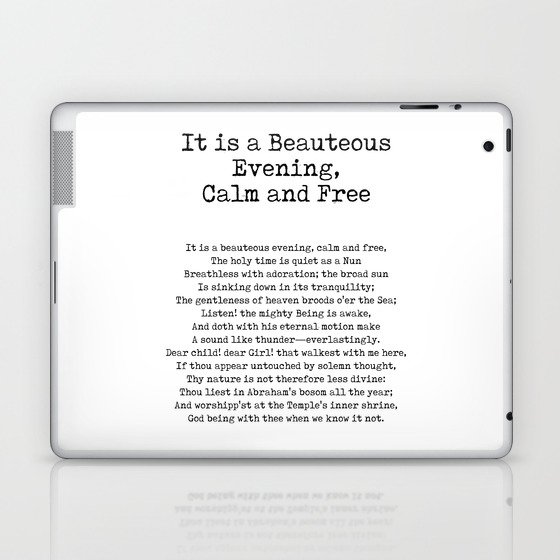 It is a Beauteous Evening, Calm and Free - William Wordsworth Poem - Literature - Typewriter Print 2 Laptop & iPad Skin