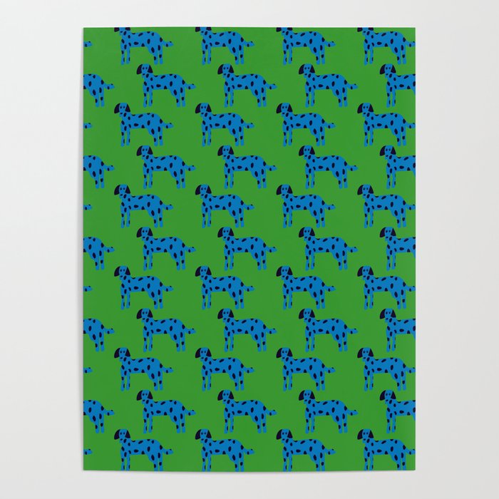 Blue dalmatian illustration pattern Poster