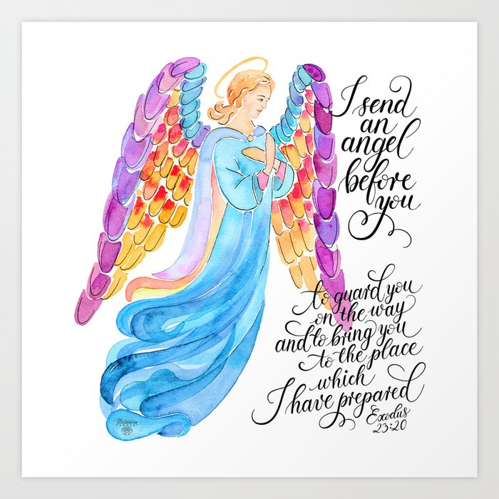 Guardian Angel, bible verse from Exodus 23:20 Art Print