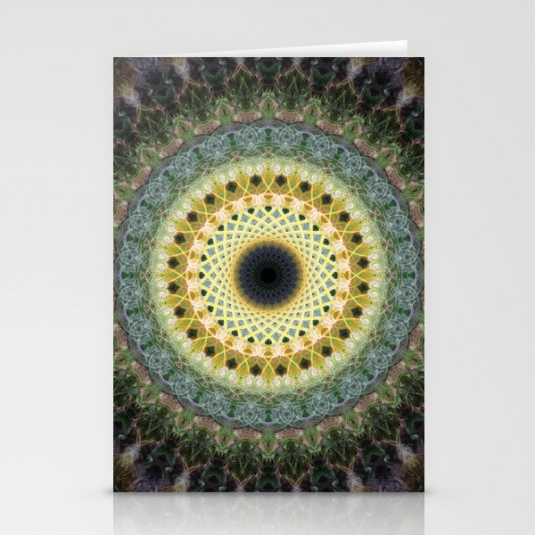 Golden, green and blue mandala Stationery Cards