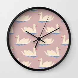 Faux Needlepoint Swans Wall Clock