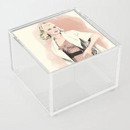 Ginger Rogers // Movie Star, Old Hollywood, Golden Age, Silver Screen // Watercolor, Pencil Sketch Acrylic Box