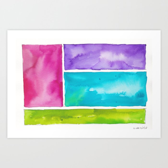 180811 Watercolor Block Swatches 3, Colorful Abstract, Geometrical Art Art  Print by valourine
