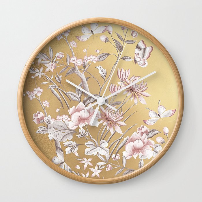 Chinoiserie Gold Wall Clock