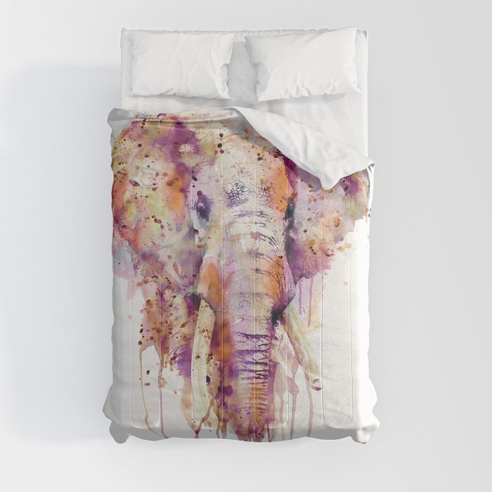 Watercolor Elephant Head Comforter