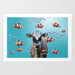 Costa Rica Cow - Clownfishes Collage underwater Art Print