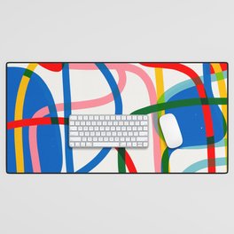 Abstract Line Pattern Art with the colors of Mondrian Desk Mat