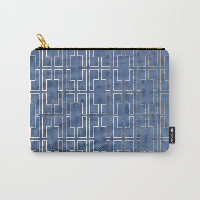 Simply Mid-Century in White Gold Sands and Aegean Blue Carry-All Pouch
