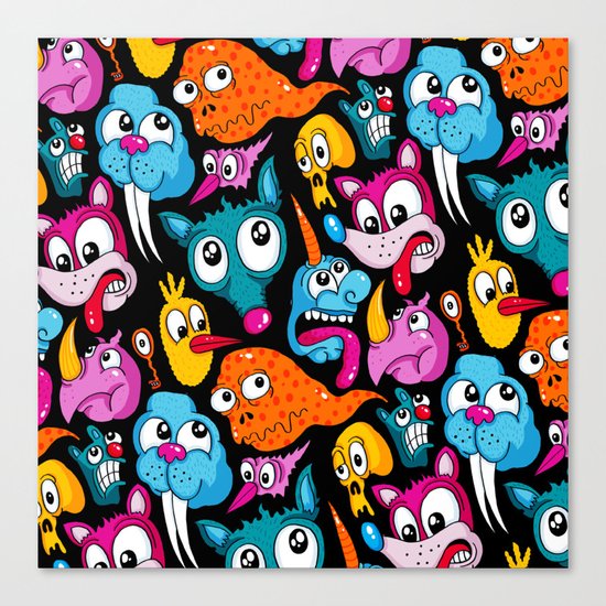 Weird Dudes Pattern Canvas Print