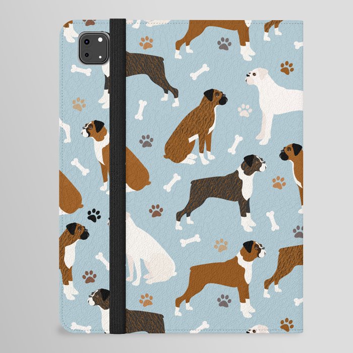 Boxer Dog Paws and Bones Pattern iPad Folio Case