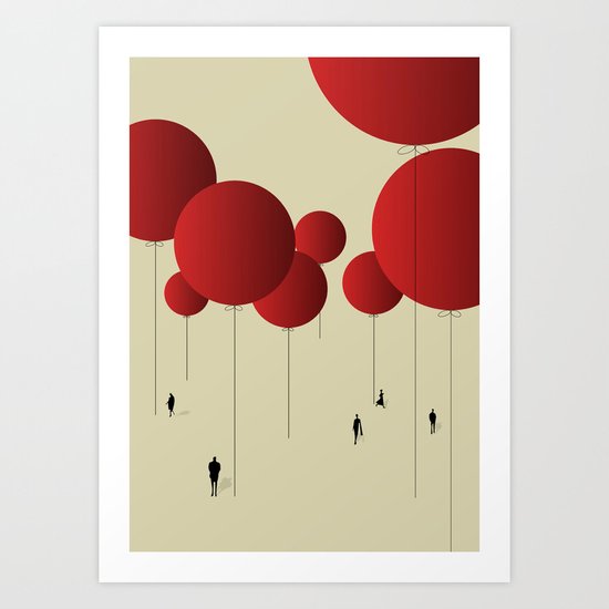 City of Red Balloons Art Print