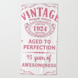 Pink-Vintage-Limited-1924-Edition---93rd-Birthday-Gift Beach Towel