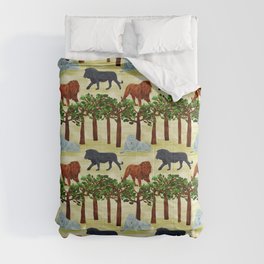  digital pattern with white, black and brown lions Comforter