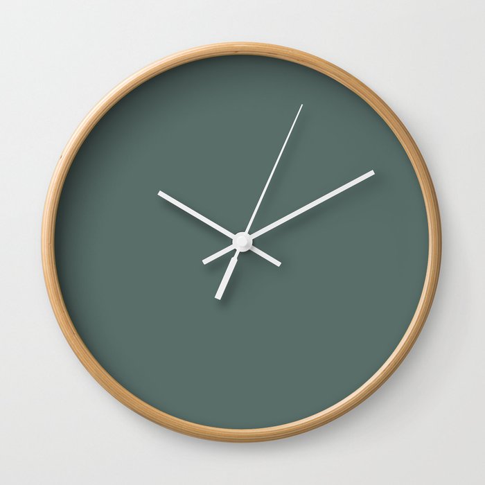 Dark Green Solid Color Behr 2021 Color of the Year Accent Shade Meteorological N430-6 Wall Clock