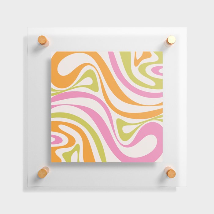 New Groove Trippy Retro 60s 70s Colorful Swirl Abstract Pattern Pink Lime Green Orange Floating Acrylic Print