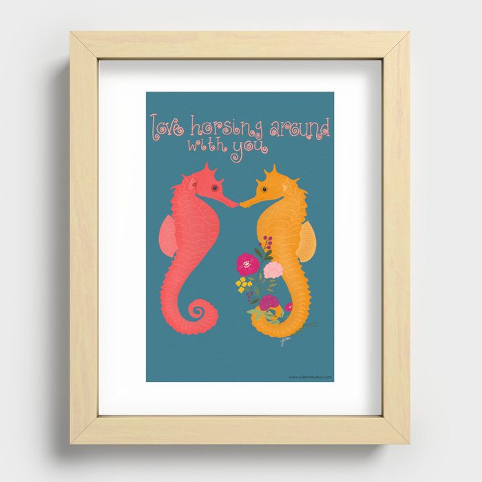 Horsing Around with You, Seahorses Recessed Framed Print