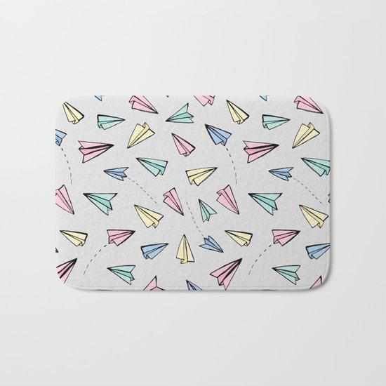 Paper Planes in Pastel Bath Mat