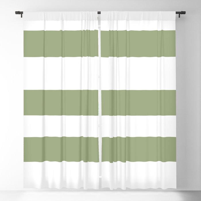 Green & White Horizontal Line - Stripe Pattern - Glidden 2022 Color of the Year Guacamole PPG1121-5 Blackout Curtain