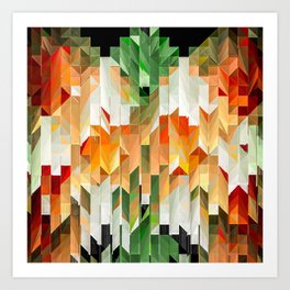 Geometric Tiled Orange Green Abstract Design Art Print | Greenorangedecor, Wallhangings, Laptopsleeves, Bedding, Wallclocks, Towels, Coasters, Servingtrays, Curtains, Bathmats 