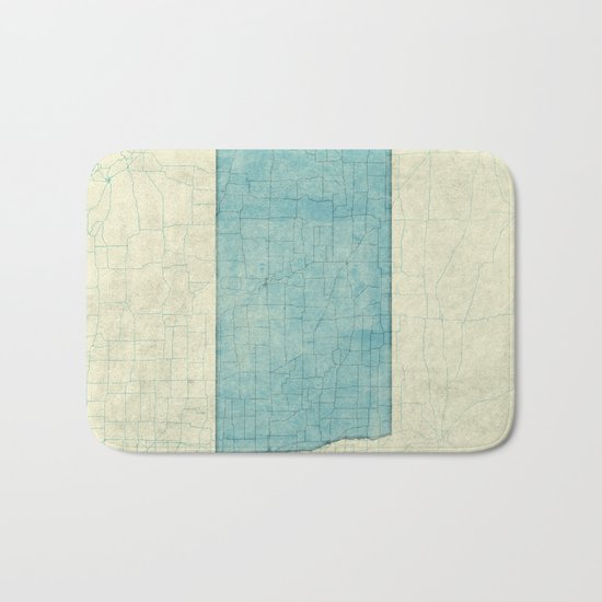 North Dakota State Map Blue Vintage Bath Mat
