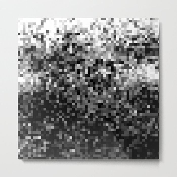 Black  & White Pixels Metal Print
