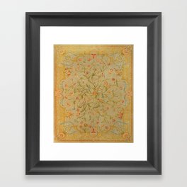 Floral Savonnerie 19th Century Authentic Colorful Rose Tulip Greenery Vintage Patterns Framed Art Print
