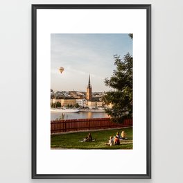 Summer evening in Stockholm, Sweden - cityscape travel photograpy wall art print Framed Art Print