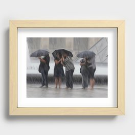 Umbrellas and Rain Recessed Framed Print