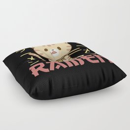 Powered By Ramen Cute Cat Eats Ramen Floor Pillow