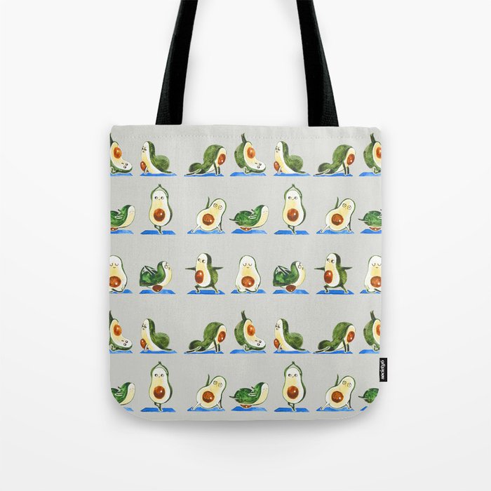 Avocado Yoga Watercolor Tote Bag