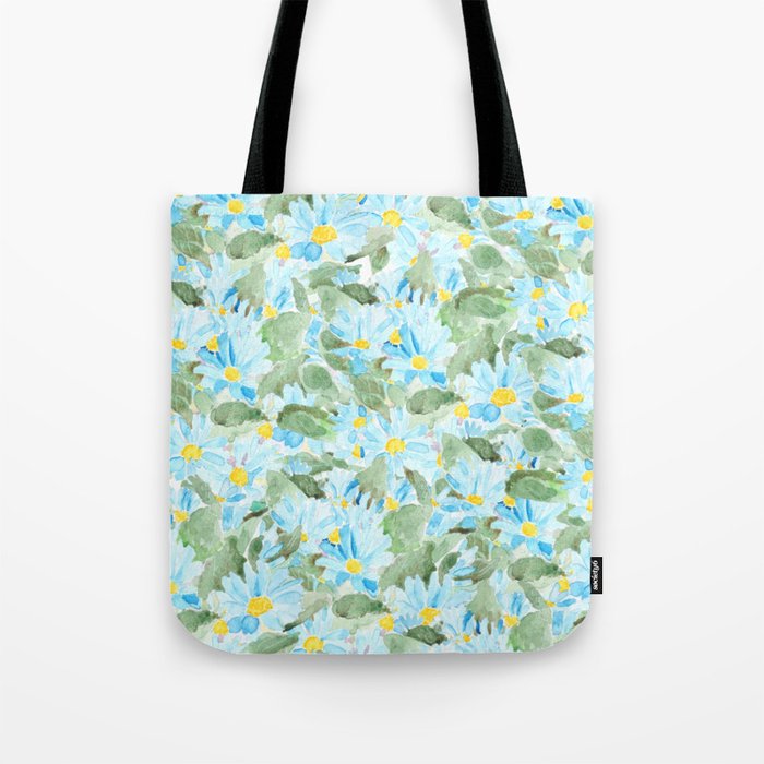 blue Cineraria  Pericalis  flowers painting pattern Tote Bag