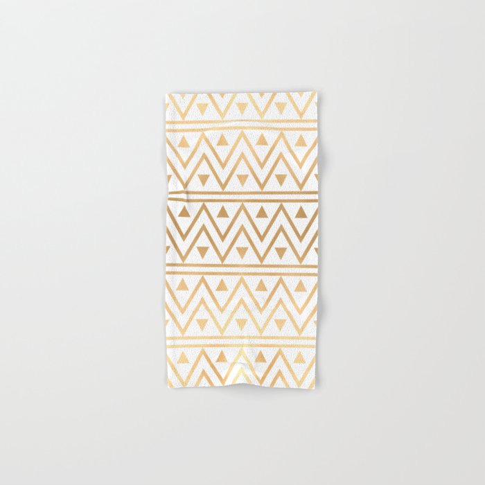 White Gold Chevron Pattern Hand Bath Towel by BlueBanana