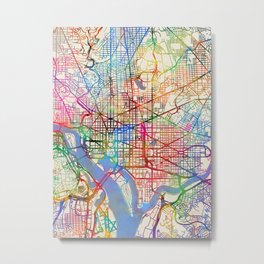Washington DC Street Map Metal Print