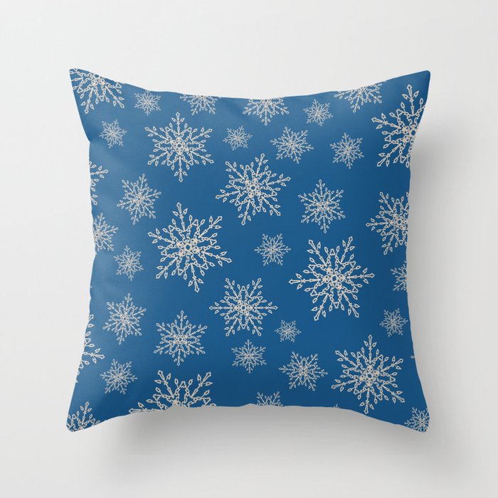 Retro blue winter Throw Pillow