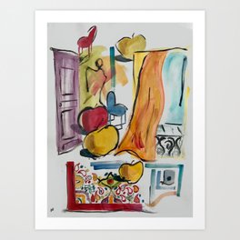 Paris room and apples painting Art Print
