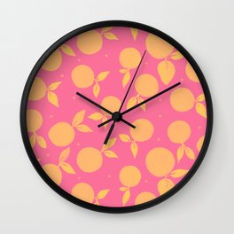 Abstract tangerine pattern - hot pink and yellow Wall Clock