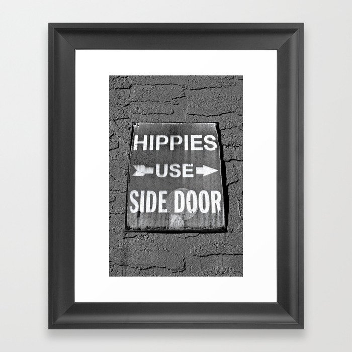 Hippies Use Side Door Framed Art Print