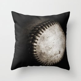 Battered Baseball in Black and White Throw Pillow