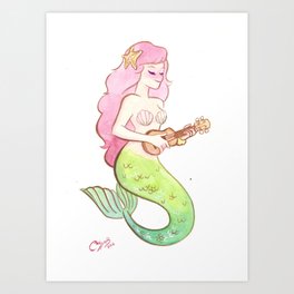 ukulele mermaid Art Print