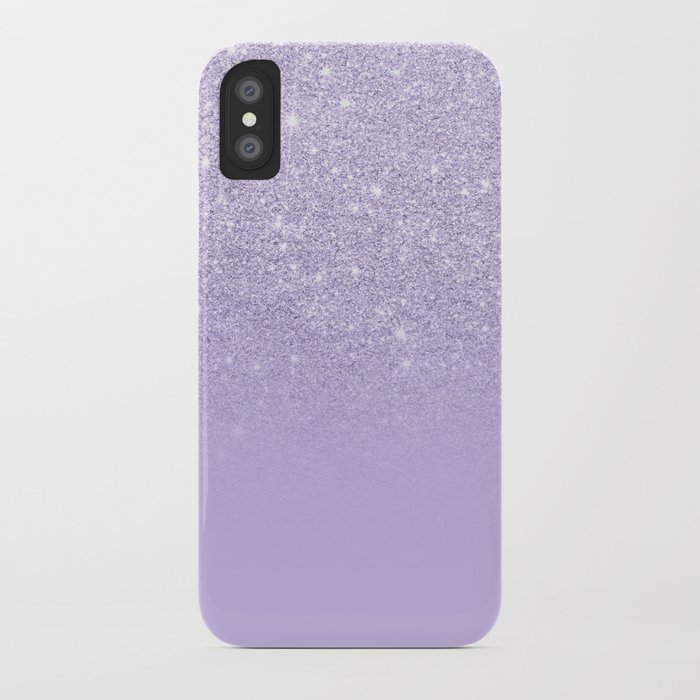Stylish purple lavender glitter ombre color block iPhone Case