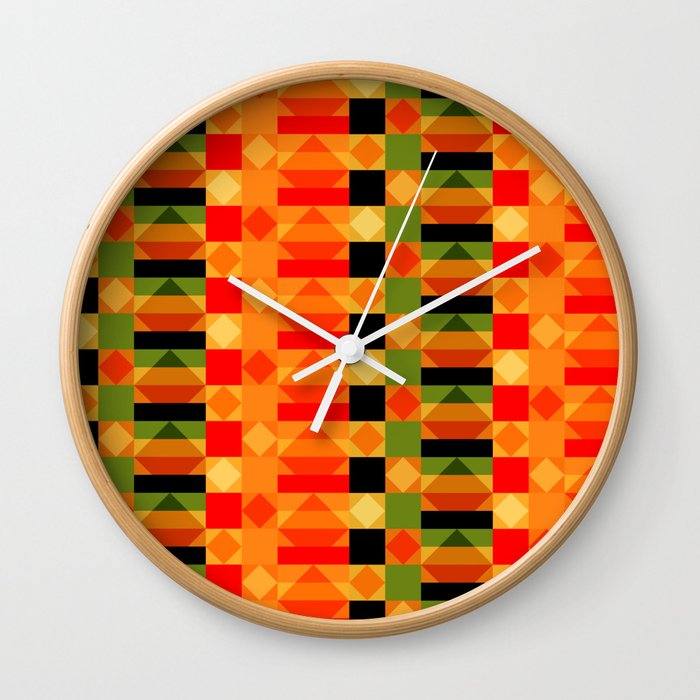 African Style Kente Cloth Wall Clock