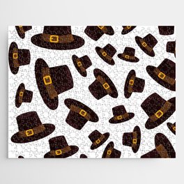 Pilgrim Hats Thanksgiving Pattern Jigsaw Puzzle